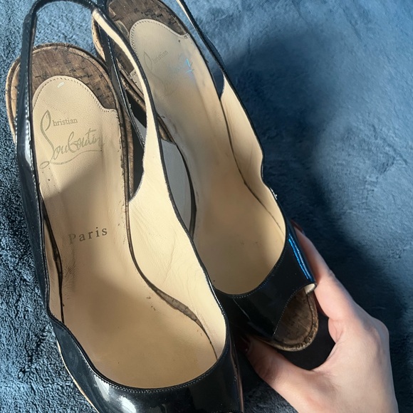 Christian Louboutin Wedge Slingback Heels - Picture 4 of 5